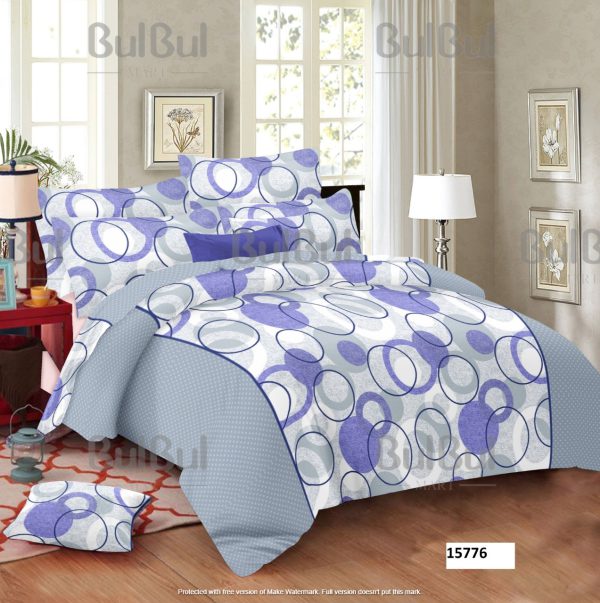 SATINY PRINT 100% COTTON SUPER KING SIZE BEDSHEET WITH 2 PILLOWCOVER