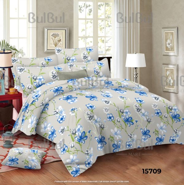 SATINY PRINT 100% COTTON SUPER KING SIZE BEDSHEET WITH 2 PILLOWCOVER