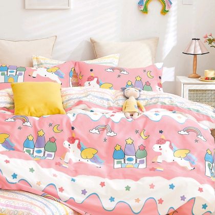 SINGLE KIDS PRINT BEDSHEET WITH 1 PILLOWCOVER