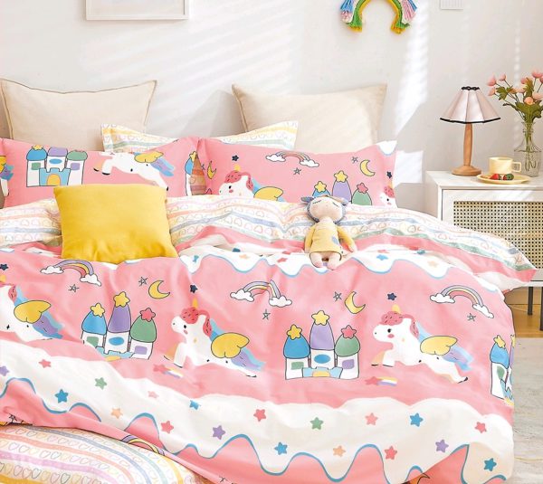 SINGLE KIDS PRINT BEDSHEET WITH 1 PILLOWCOVER