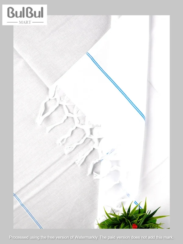 SUPER FINE COTTON WHITE WITH ASSORTED COLOR BORDER BATH TOWEL - Image 5