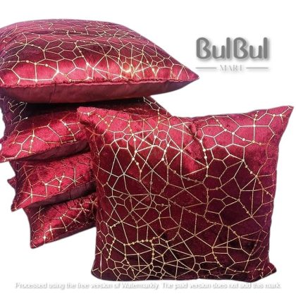 VELVET FLOWER PRINT CUSHION COVER 5pc SET