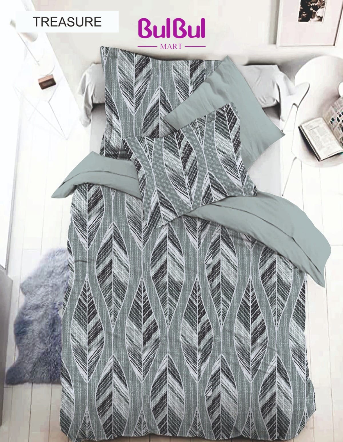 Cotton King Size Bedsheet With 2 Pillow Covers