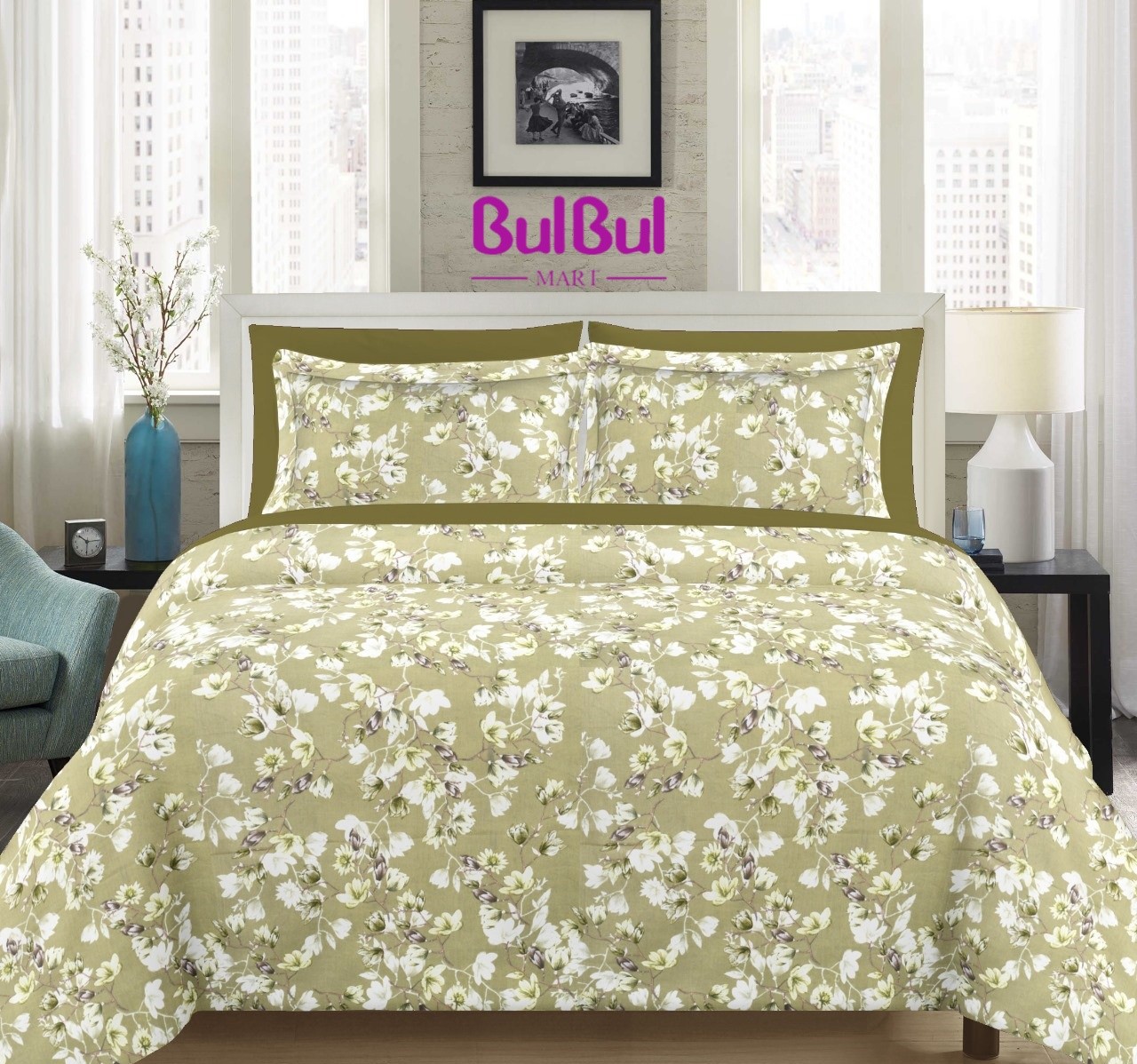 Cotton King Size Bedsheet With 2 Pillow Covers