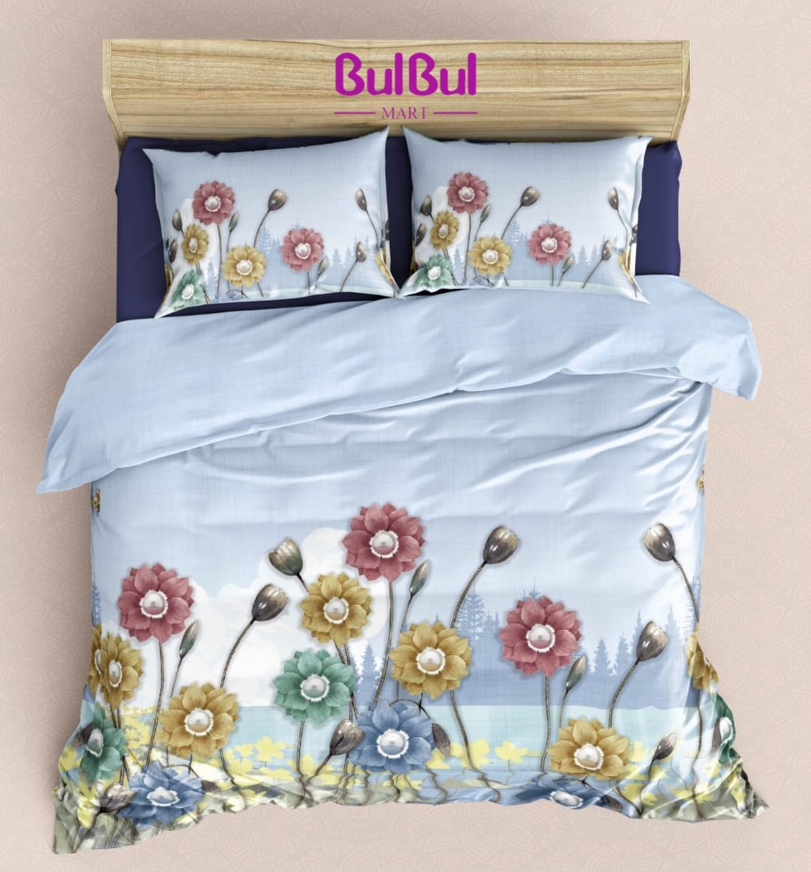 Digital YANM King Size Bedsheet With 2 Pillow Cover