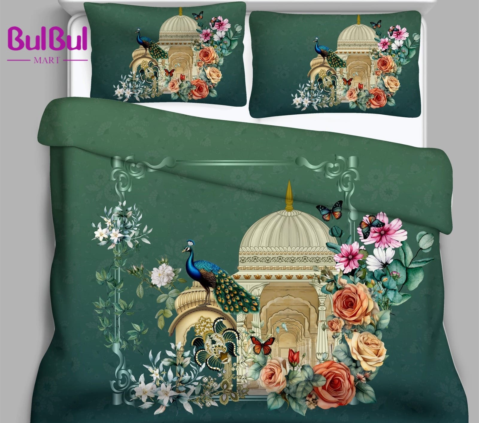 Digital Full HD King Size Bedsheet With 2 Pillow Cover