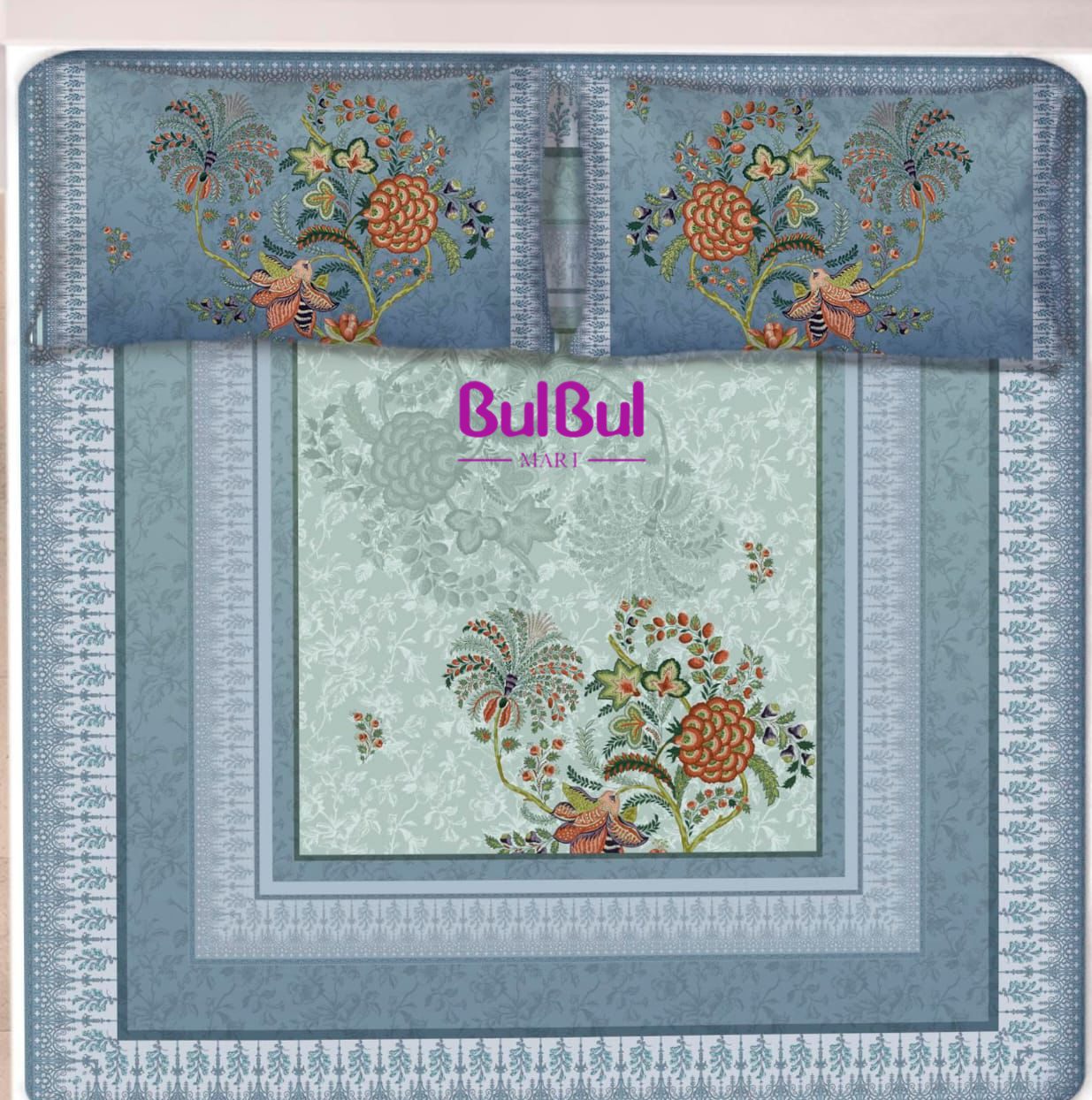 Digital Print Sattan King Size Bedsheet With 2 Pillow Cover