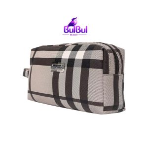 Leather Toiletry Bag - Checkered Design